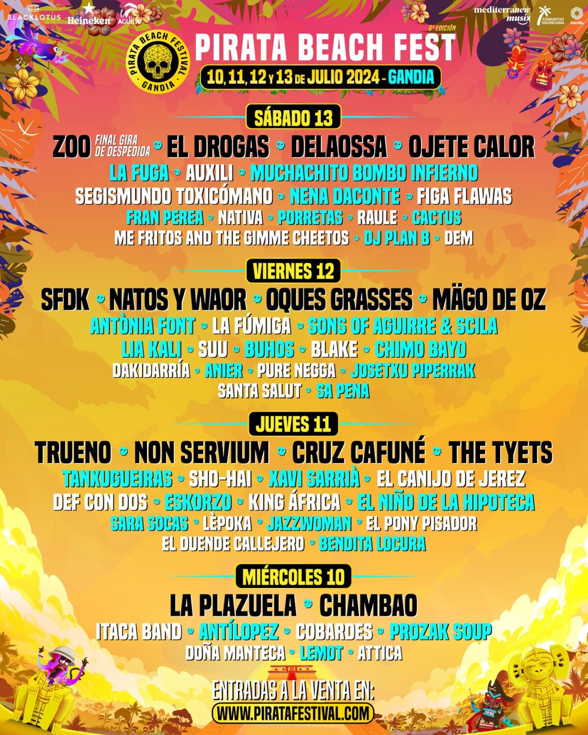 Pirata Beach Festival 2024: Zoo + The Drugs + Delaossa... - AU Schedule