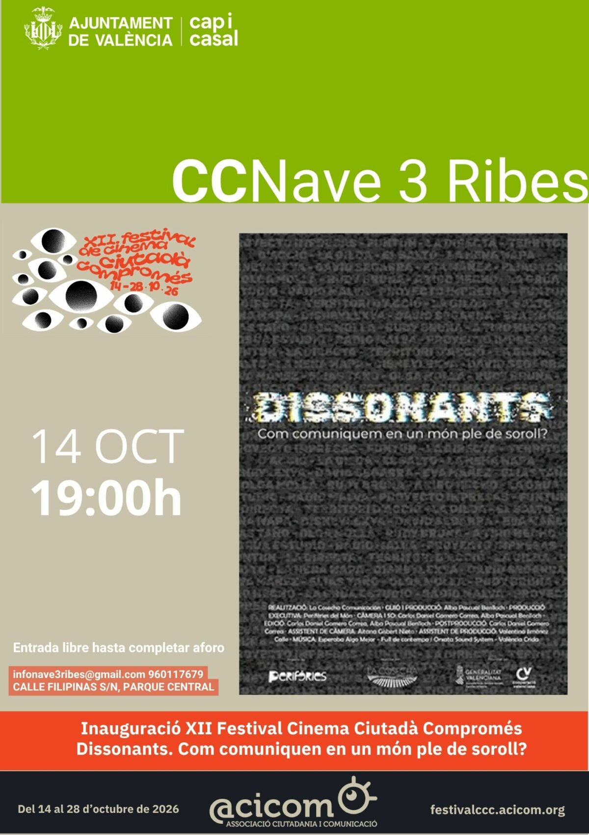 Projecció inaugural 'Dissonants. Com comuniquen en un món ple de soroll?' al CC Nave3 Ribes