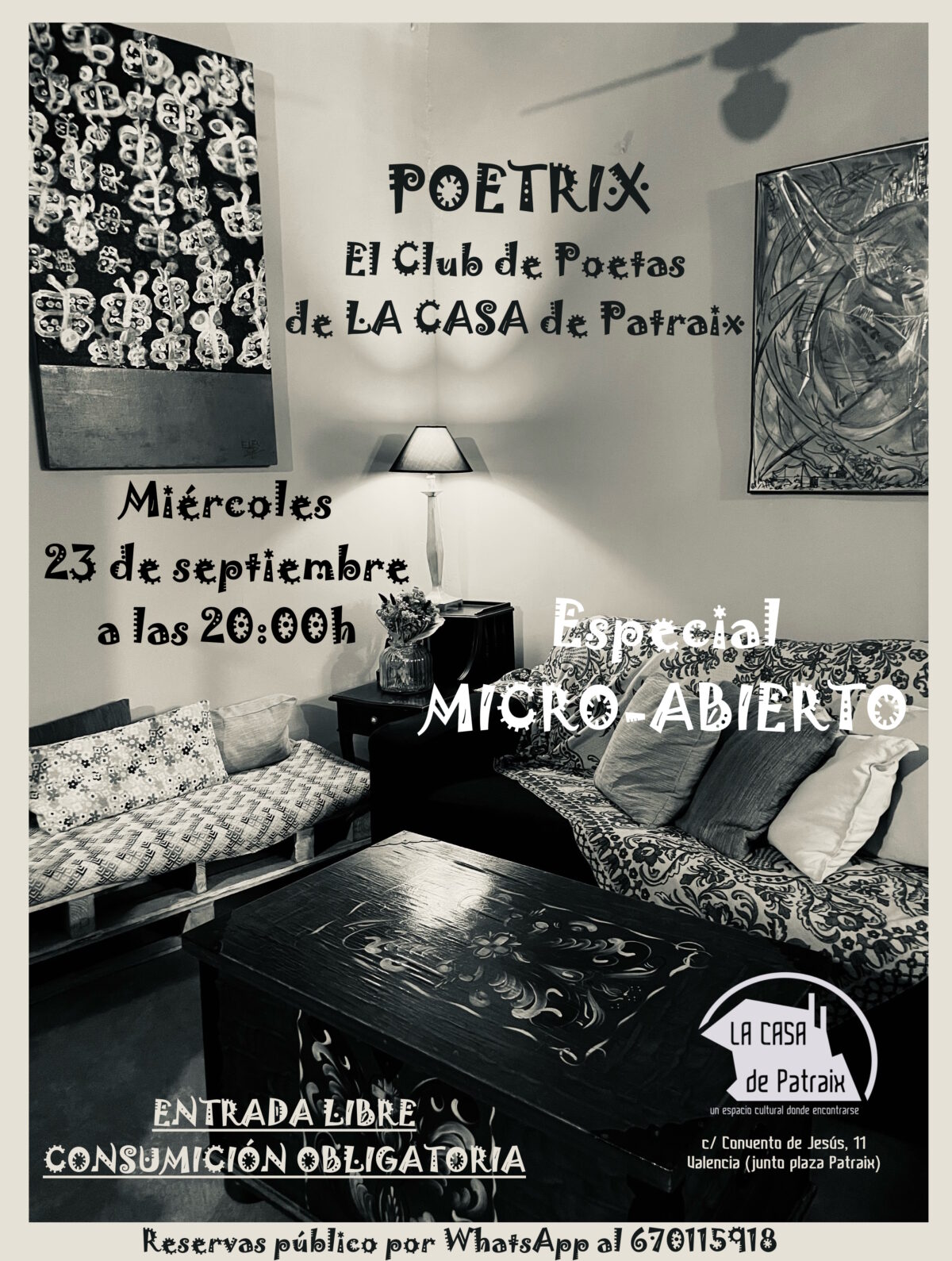 Poetrix: micro abierto de poesía en La Casa de Patraix
