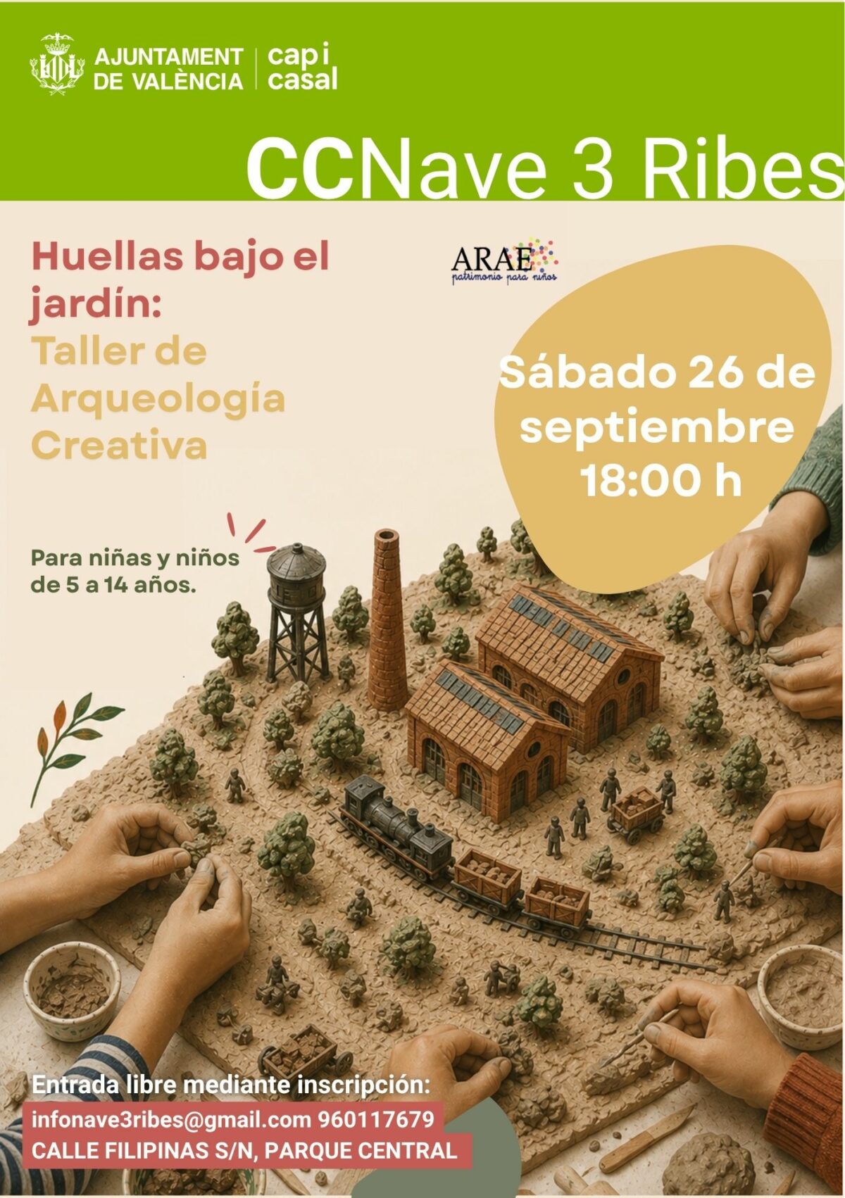Huellas bajo el jardín: Taller d'Arqueologia Creativa per a famílies a Nave3 Ribes