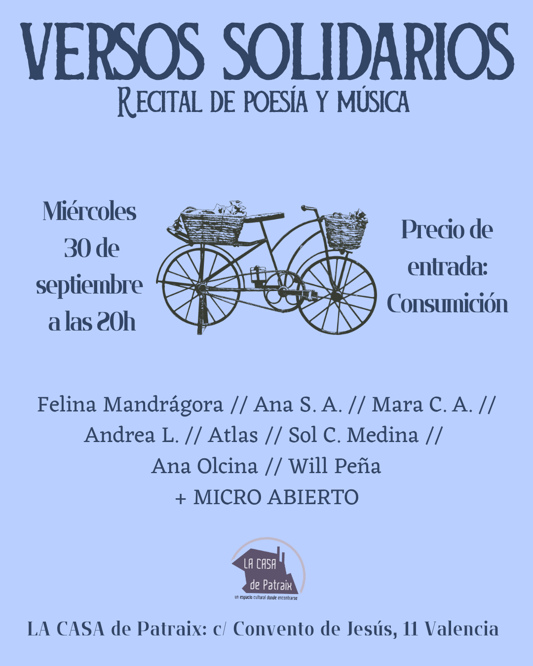 Versos Solidarios. Poetry and Music Recital at La Casa de Patraix