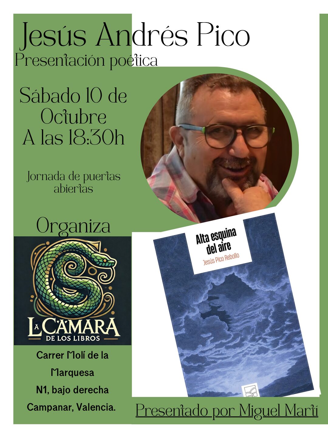 Presentació de «Alta esquina del aire» amb Jesús Andrés Pico a La Cámara de Los Libros
